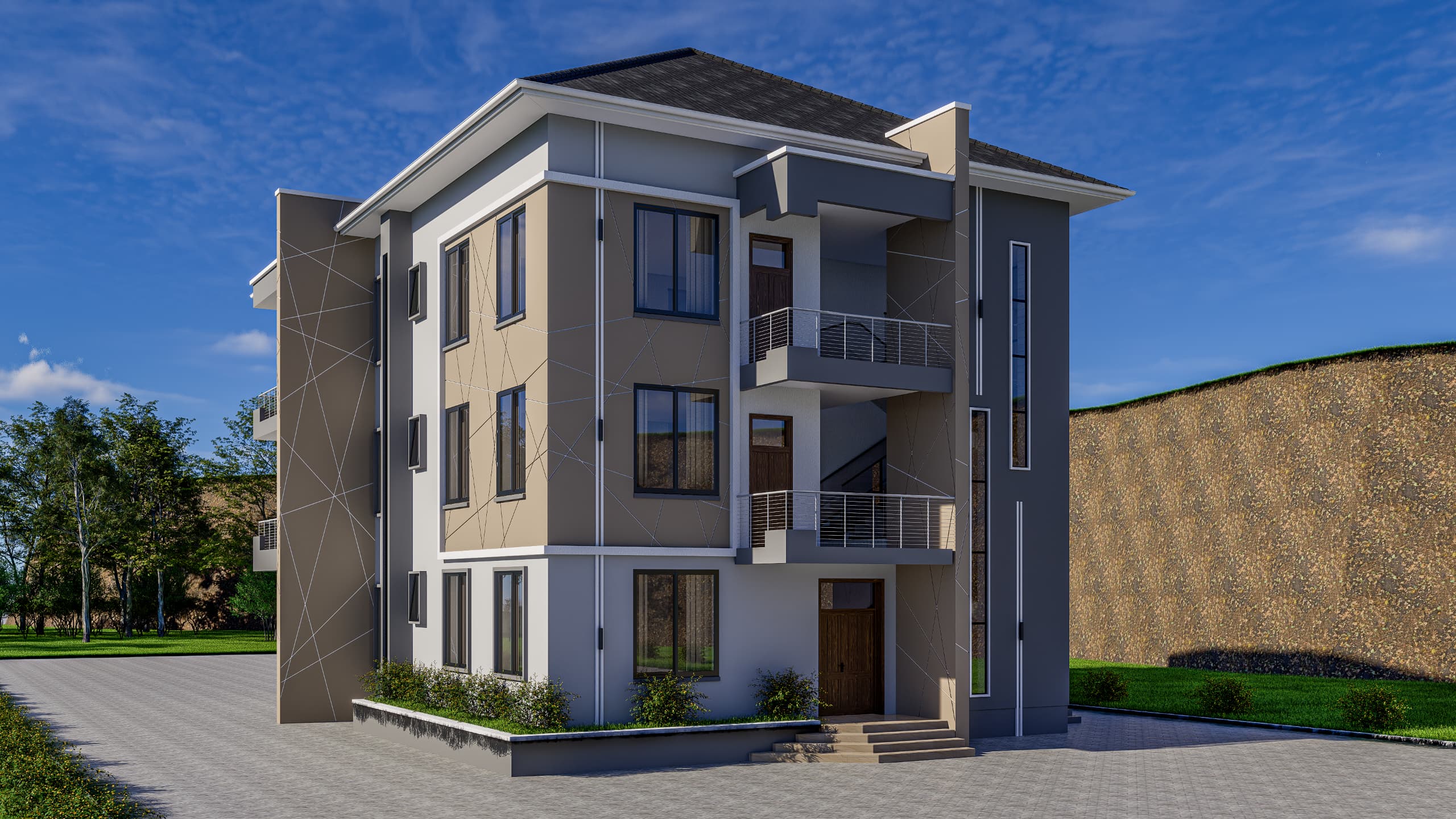 CONSTRUCTION OF THREE STOREY RESIDENTIAL BUILDING AT UGWENO, MWANGA-KILIMANJARO 3 UNITS